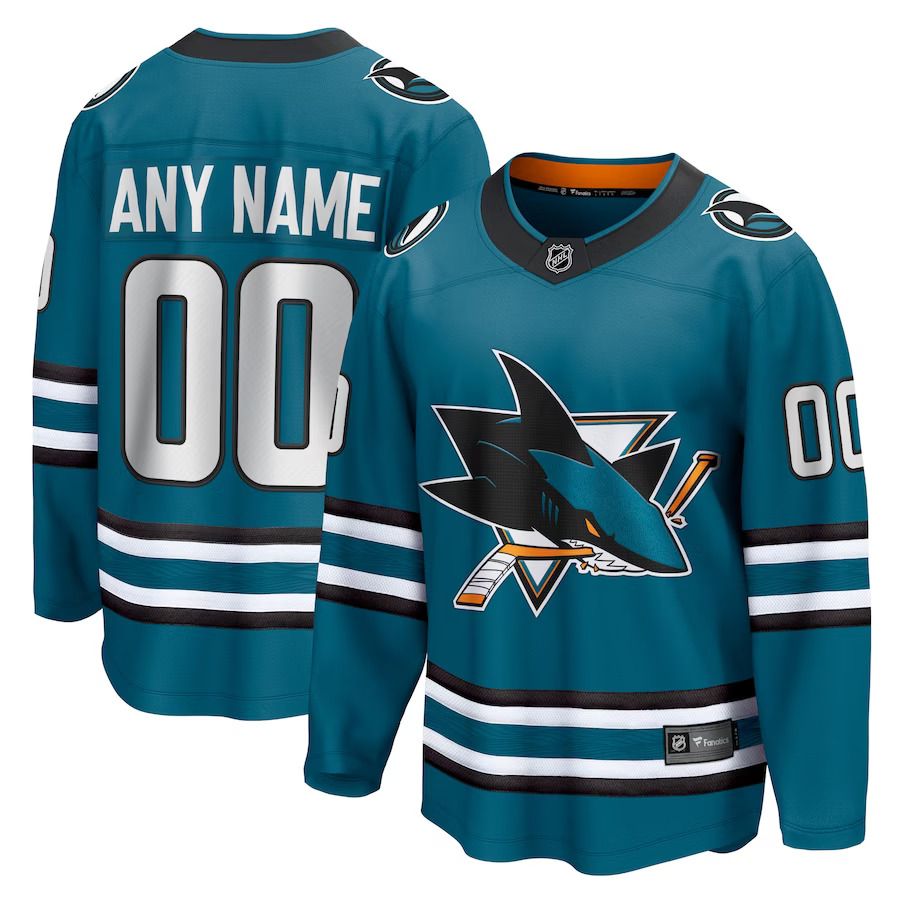 Men San Jose Sharks Fanatics Branded Teal Home Breakaway Custom NHL Jersey1->san jose sharks->NHL Jersey